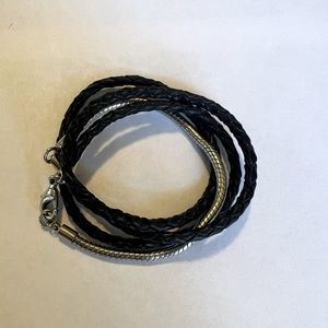 Wrap bracelet, leather and metal